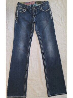 Adiktd Denim Jeans Womens 6x36 Sequin Pocket Side Embroidery